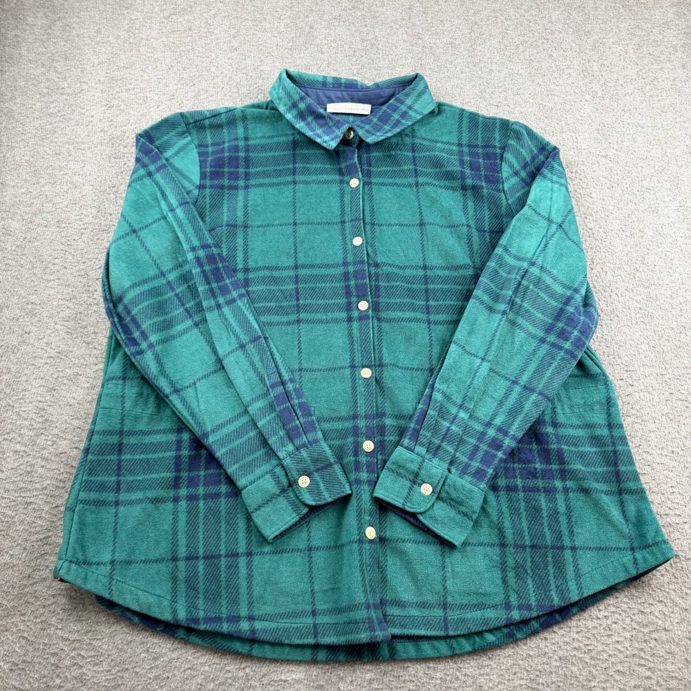 Lee Riders Plaid Button Down Men's XL Green Navy Blue Fleece Shirt JLP7DOG